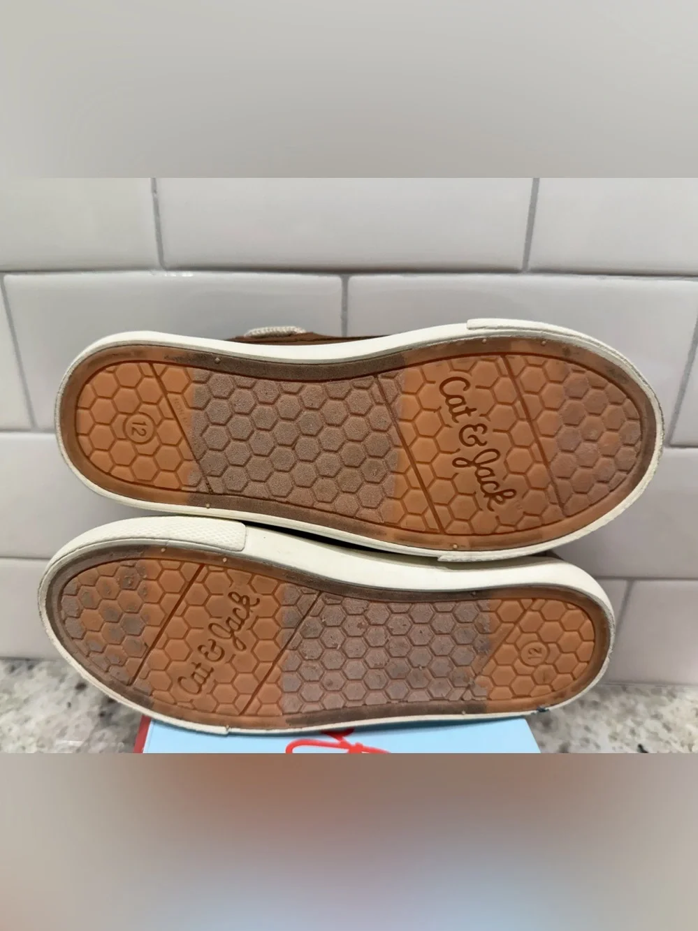 Cat & Jack Tan Brown Kids Hook-and-Loop Casual Sneakers Size 12